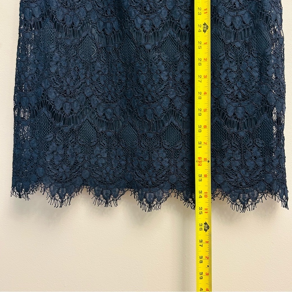 Betsey Johnson Navy Blue Lace Dress Tie Neck Size 0 - Picture 14 of 15